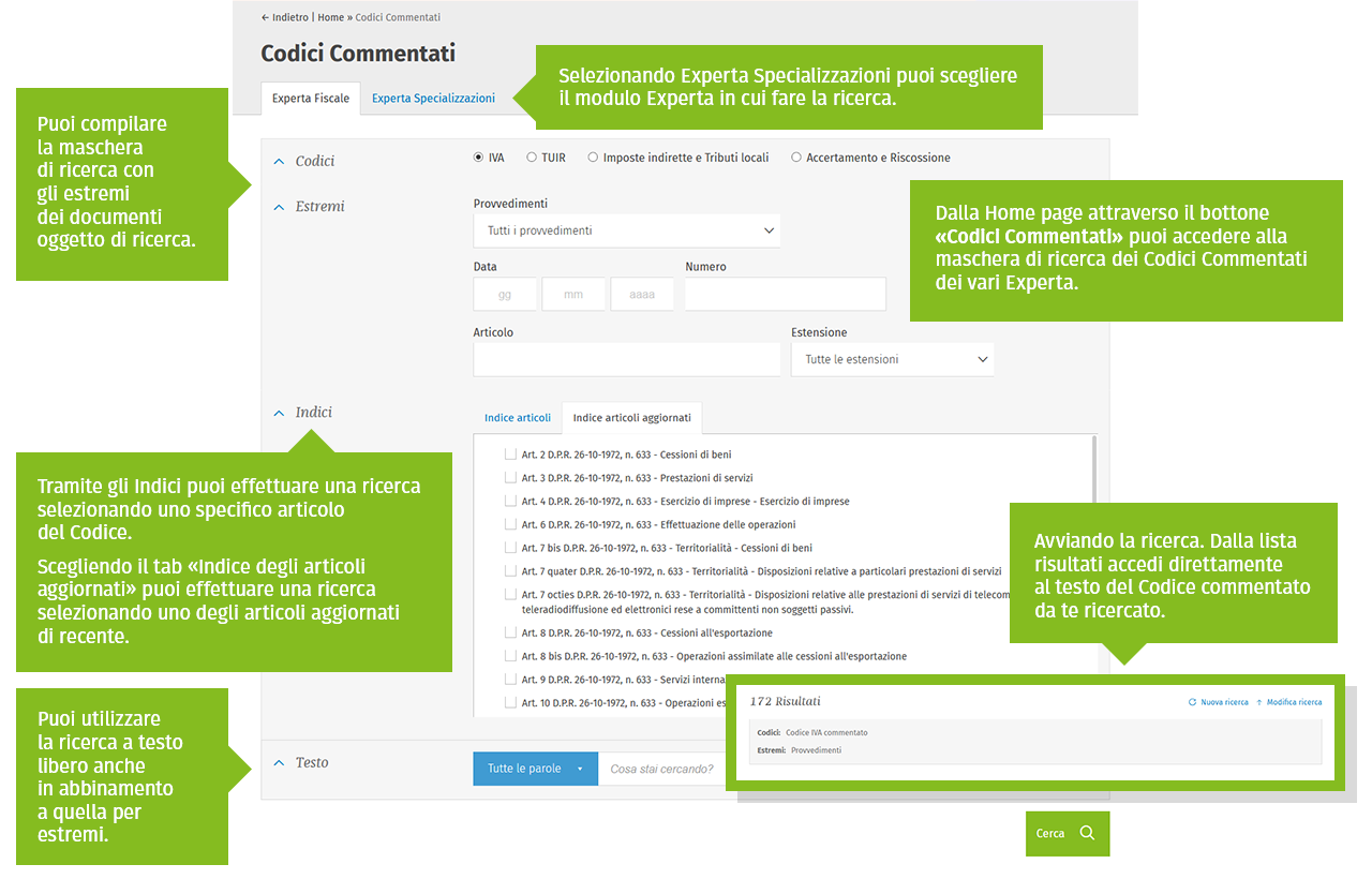 codici commentati funzionalità